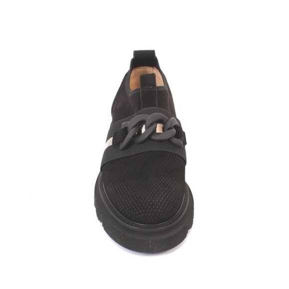 Luca Grossi 96a Black Suede Leather Elastic Mesh Platform Sneaker - Picture 7 of 8